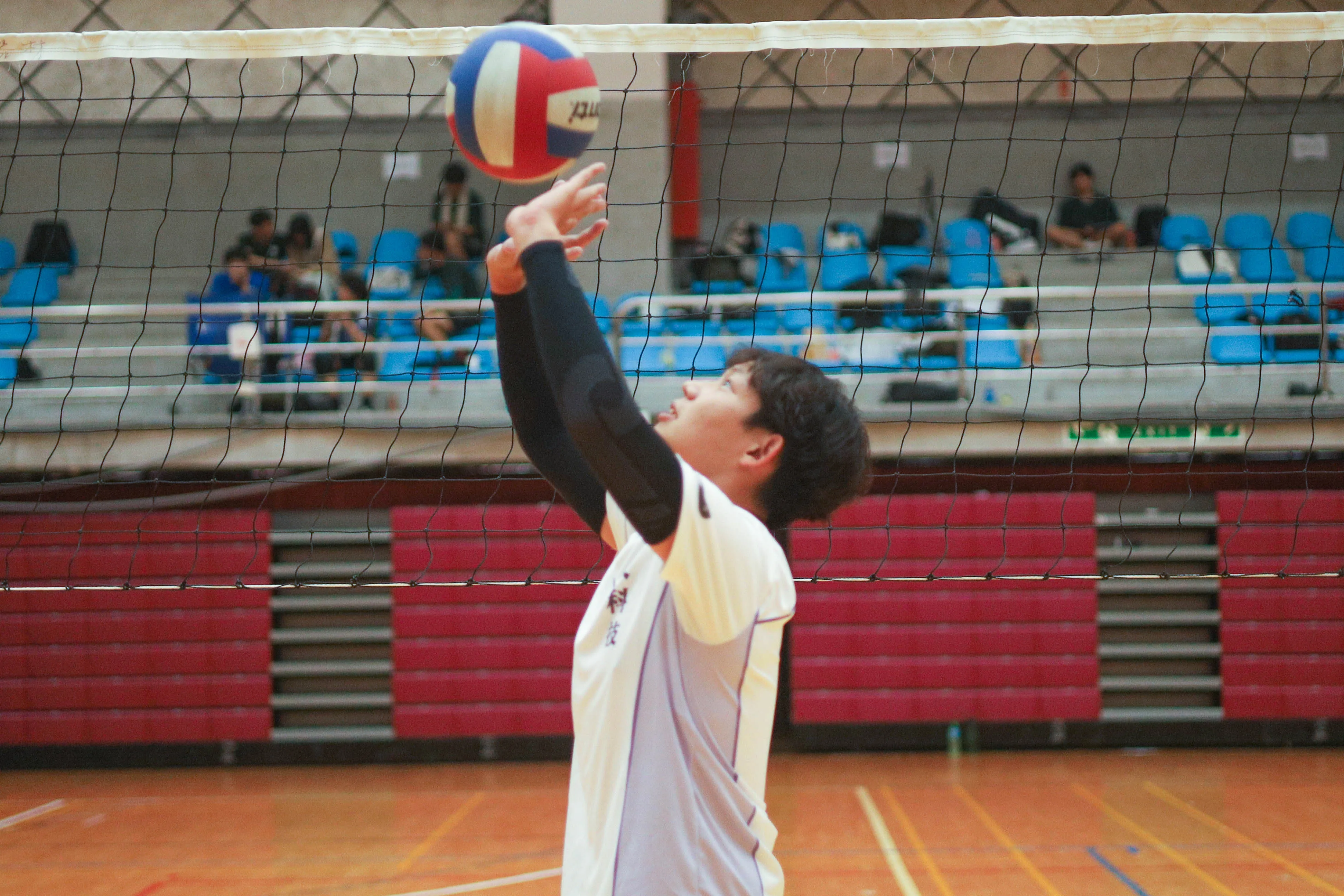 Playing volleyball